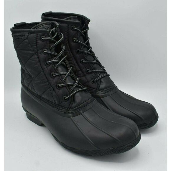 Sperry‎ Mens Size 10 M Saltwater Black Duck Nylon Water Resistant Lace Up Boots
